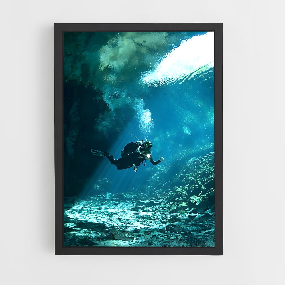 Poster Scuba diving cavernes – affiche Plongée sous-marine (vue 2)
